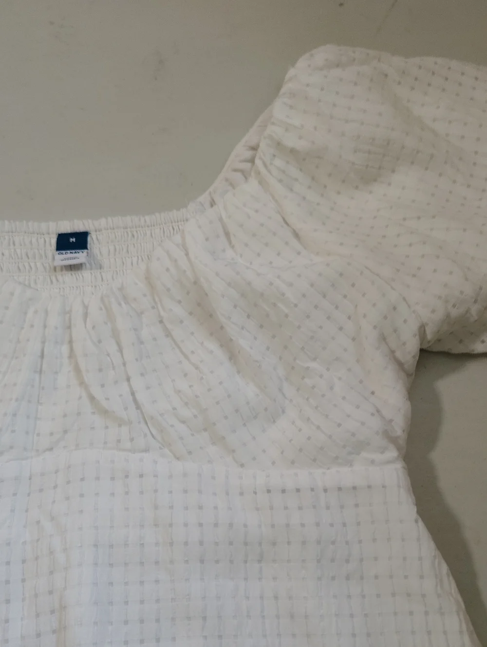 Old Navy Trapeze Puff Sleeves Babydoll V Neck Top Size M Calla Lilly Beachy Boho
